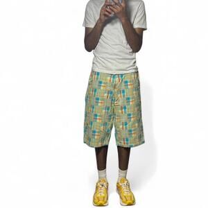 Vintage SouthPole Plaid Patchwork Style Long Baggy Shorts